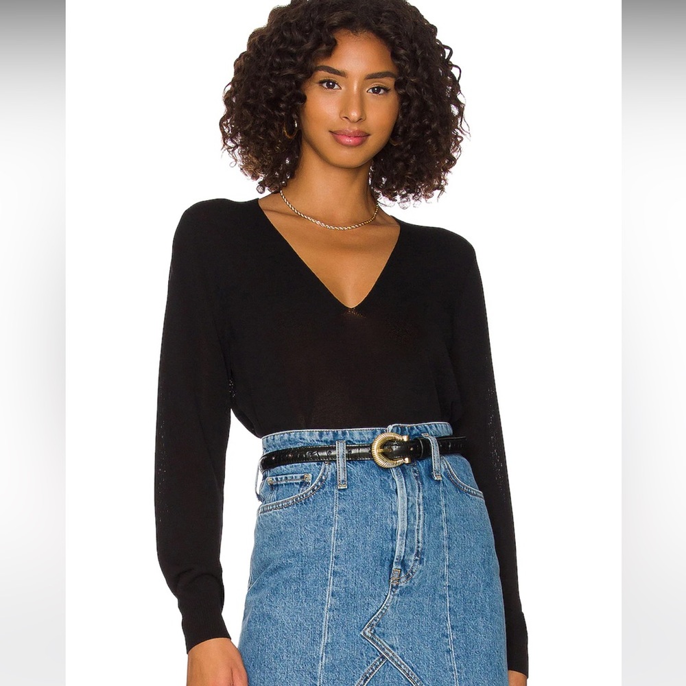 525 deep v neck black sweater size small